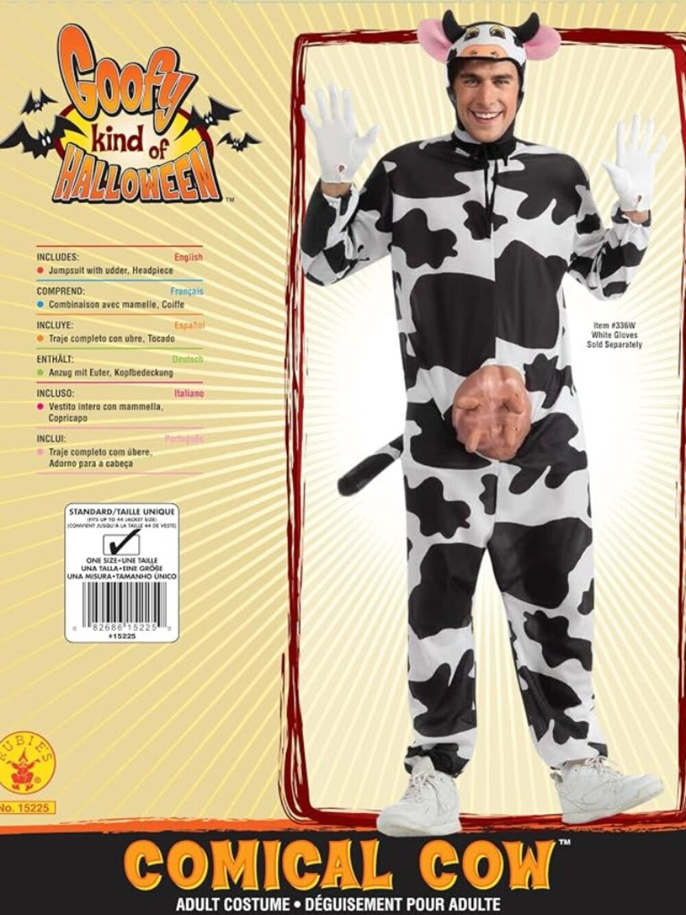 Comical Cow Costume by Rubie's (Adult One Size)